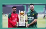 ট্রফি হাতে বাংলাদেশ ও পাকিস্তান দলের অধিনায়ক