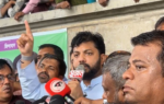 নগর ভবনে বক্তব্য দেন ইশরাক হোসেন। ছবি : সংগৃহীত