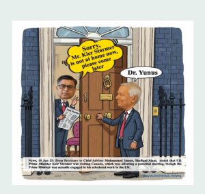 meme about Press Secretary to Chief Adviser Muhammad Yunus, Shafiqul Alam, stated that UK Prime Minister Keir Starmer was visiting Canada, which was affecting a potential meeting, though the Prime Minister was actually engaged in his scheduled work in the UK.