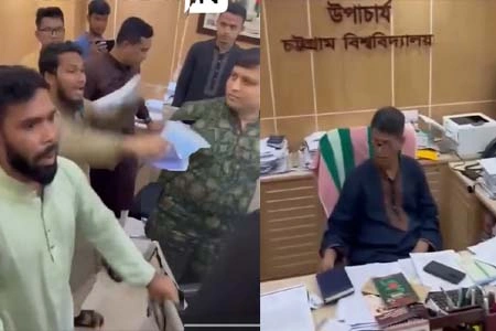 শুক্রবার সন্ধ্যায় একটি ভিডিও সামাজিক যোগাযোগমাধ্যমে ছড়িয়ে পড়ে। এতে দেখা যায়, বিশ্ববিদ্যালয় শাখার ইসলামী ছাত্রশিবিরের নেতা হাবিবুল্লাহ খালেদ উচ্চস্বরে কথা বলছেন।
