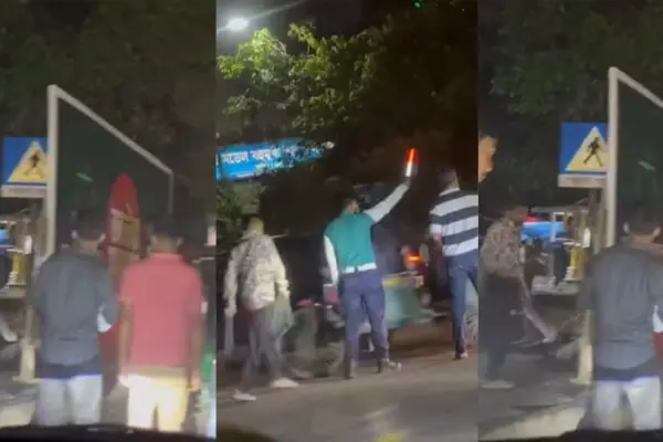 চাপাতি হাতে ব্যাগ ছিনিয়ে নিয়ে পুলিশের সামনে দিয়ে চলে গেল ছিনতাইকারী।