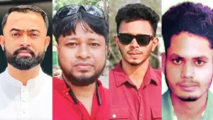 গোপালগঞ্জে আইনশৃঙ্খলা বাহিনীর সাথে সংঘর্ষে নিহত ৪ জন ব্যাক্তির ছবি।