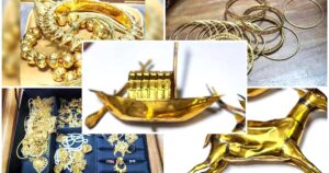 স্বর্ণালঙ্কারের ছবি যেগুলো প্রধানমন্ত্রী শেখ হাসিনার লকারে পাওয়া গেছে বলে দাবি করা হচ্ছে বাংলাদেশের বর্তমান ইন্টেরিম সরকারের পক্ষ থেকে।