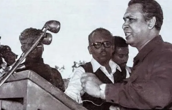 জনসভায় তাজউদ্দীন আহমদ বলেন, আমরা আমাদের সংগ্রাম ও ত্যাগের মধ্য দিয়ে স্বাধীনতা অর্জন করেছি।