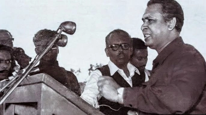 জনসভায় তাজউদ্দীন আহমদ বলেন, আমরা আমাদের সংগ্রাম ও ত্যাগের মধ্য দিয়ে স্বাধীনতা অর্জন করেছি।