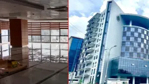 বিটিআরসি ভবন ভাঙচুর করেছেন বিক্ষোভকারীরা।