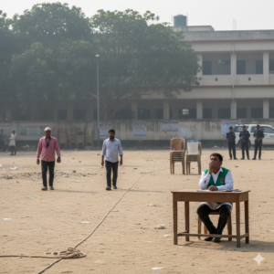 ভোটার বিহীন একটি নির্বাচন কেন্দ্রের প্রতীকী ছবি।