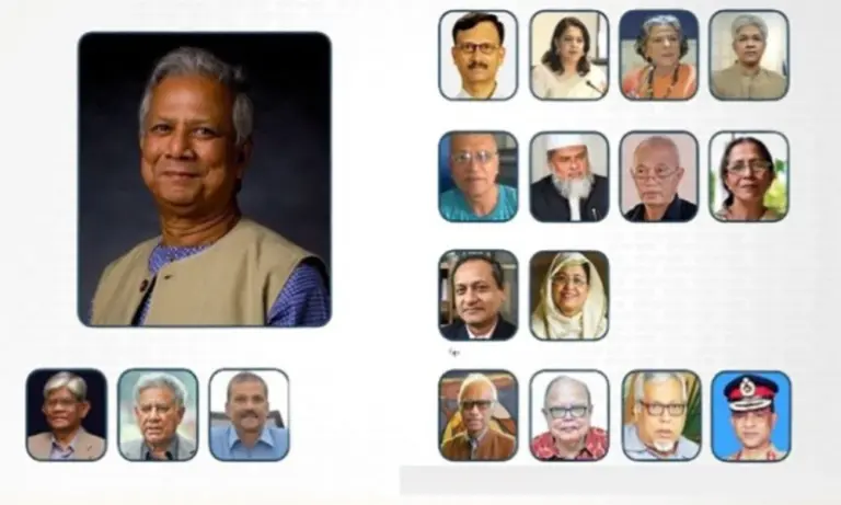 ছবিতে সাবেক প্রধান উপদেষ্টা ও অন্যান্য উপদেষ্টারা।