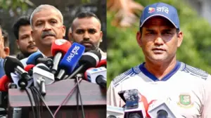 সাবেক ক্রীড়া উপদেষ্টা আসিফ নজরুল ও সিনিয়র সহকারী কোচ মোহাম্মদ সালাউদ্দিন।