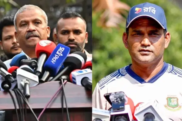 সাবেক ক্রীড়া উপদেষ্টা আসিফ নজরুল ও সিনিয়র সহকারী কোচ মোহাম্মদ সালাউদ্দিন।