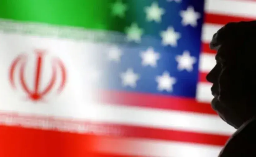 ইরান ও যুক্তরাষ্ট্রের পতাকা এবং ডোনাল্ড ট্রাম্প।