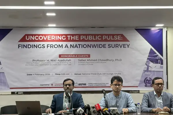 জরিপের ফলাফল তুলে ধরা হচ্ছে।