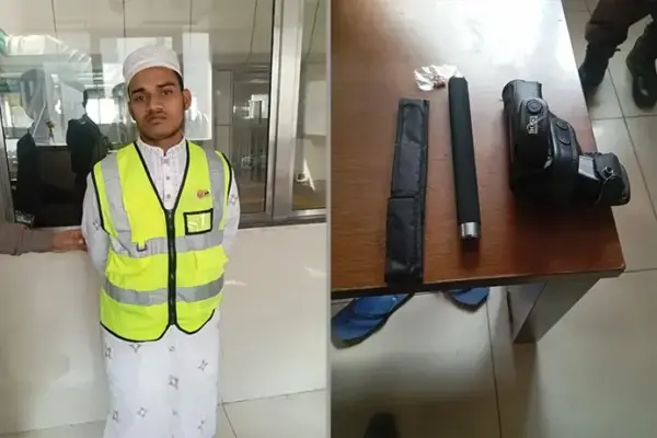 গ্রেপ্তার করা শিবিরকর্মী ও উদ্ধারকৃত অস্ত্র।