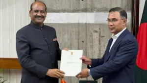 ওম বিড়লাও ও তারেক রহমান।