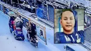 হাদি হত্যাকাণ্ডের সিসিটিভি ফুটেজ ও ইনসেটে ফিলিপ সাংমা।