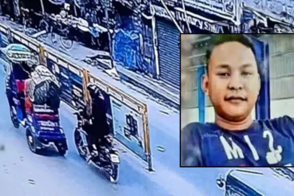 হাদি হত্যাকাণ্ডের সিসিটিভি ফুটেজ ও ইনসেটে ফিলিপ সাংমা।