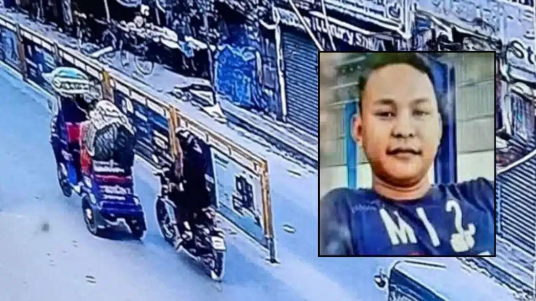 হাদি হত্যাকাণ্ডের সিসিটিভি ফুটেজ ও ইনসেটে ফিলিপ সাংমা।