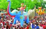 পহেলা বৈশাখে শোভাযাত্রার দৃশ্য।