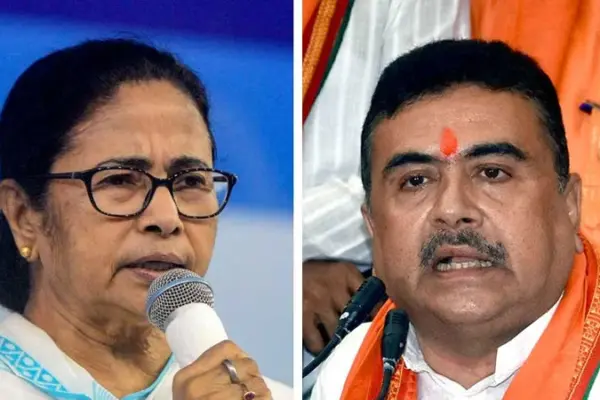 মমতা বন্দোপাধ্যায় ও শুভেন্দু অধিকারী।