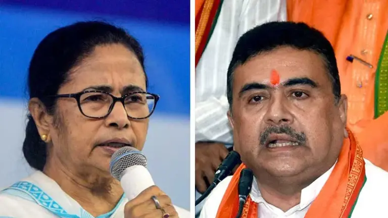 মমতা বন্দোপাধ্যায় ও শুভেন্দু অধিকারী।